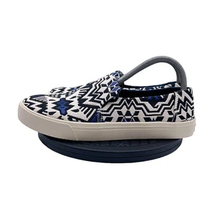 Toms Damen-Slipper 9,5 weiß Tribal bestickt blau - Bild 1 von 9