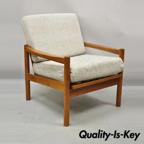 Vintage Mid Century Danish Modern Teak Wood Lounge Club Arm Chair Domino Mobler Cover