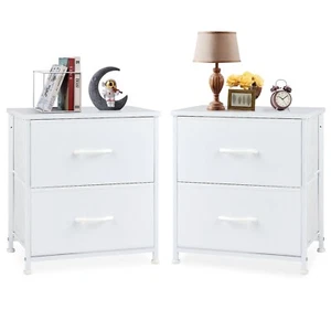 Set of 2 Bedroom Nightstand Wood Modern Bedside Table End Table with Drawer - Picture 1 of 6