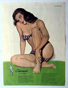 1948 Esquire Magazine Centerfold Plaid Bikini Pinup Girl Picture by Al Moore - Picture 1 of 4