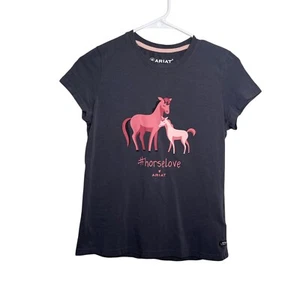 Ariat T-Shirt Girl's XL Gray Graphic Tee Crew Neck Solid Shirt Horse Top - Picture 1 of 10