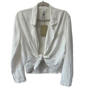 NWT Aritzia Wilfred Free Aperitif Tie Front Linen Top Size XXS - Picture 1 of 7