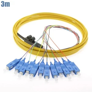 3M 12 Cores SC UPC Fiber Optic Single Mode Flat Patch Cable Pigtail Cord Yellow - Afbeelding 1 van 1