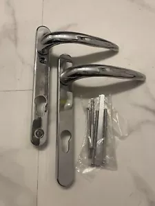 UPVC Chrome Door Handle 92PZ Sprung Double Glazing Pair Set Patio PVC 122mm - Picture 1 of 3