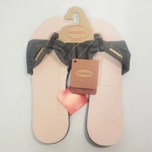 NWT Havaianas Womens St. Tropez Shine Pink Ballet Rose Flip-Flops Sz 7-8 - Picture 1 of 9
