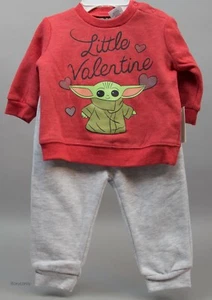Disney Star Wars Baby Yoda Little Valentine Sweat Shirt & Pants Size 0-3 months - Picture 1 of 1