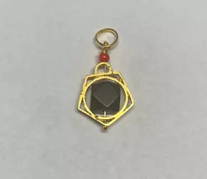 Colgante giratorio en forma de pentágono de cuentas Azabache Jet de 6 mm oro 14 K vintage década de 1960 - Imagen 1 de 3