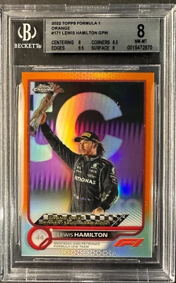 2022 topps chrome formula 1 Lewis Hamilton 171  Orange BGS 8 - Image 1 of 2