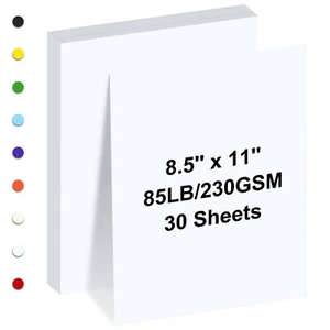 White Cardstock 8.5" x 11 ",30 Sheets Cardstock Paper 85 lb/230 gsm,Bright Wh... - Picture 1 of 6