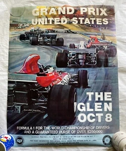 Rare ORIGINAL POSTER--1972 GRAND PRIX Auto Racing WATKINS GLEN NY Michael Turner - Picture 1 of 9