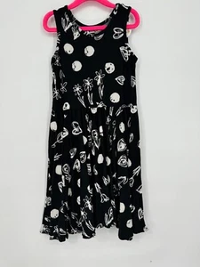 Dotdotsmile Girls Tank Dress Size 7 Soft Black with White Floral Doodles NWT - Picture 1 of 4