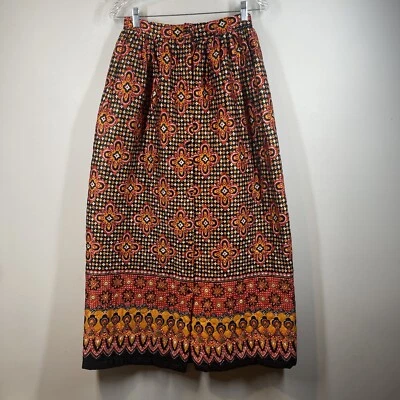 Claire Haddad 60s Quilted Maxi Skirt Psychedelic Clothing Funky Boho Sz M Button - Image 1 of 4