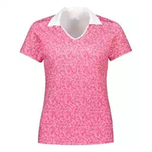 Catmandoo Skerrie S Sleeved Collared Golf Polo Open V Neck Pink/White Print 8-16 - Picture 1 of 1