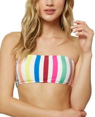 O'Neill XL Women's Cascadia Stripe Bandeau Surf Bikini Swimsuit Top White NWT - Image 1 of 3