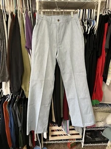 VINTAGE LEVIS MENS STAY PRESSED BLUE HICKORY STRIPED BELL BOTTOMS 32-35” X 32” - Picture 1 of 15