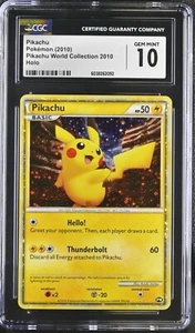 CGC 10 Carte Pokemon Pikachu USA WORLD COLLECTION 2010 Holo Gemma Giapponese Mint 9a - Foto 1 di 2
