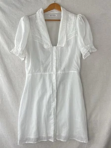 Riforma babydoll contadino abito pizzo manica a sbuffo bianco 10 - Foto 1 di 10