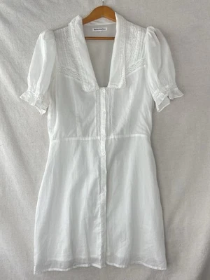 Reformation babydoll peasant Lace dress puff sleeve white  10 - Image 1 of 4