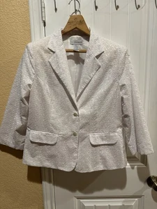Chaqueta Blazer Sag Harbor 14 Ojales Forrada Blanca Para Mujer - Imagen 1 de 10