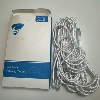 USB-C to apple iphone Cable 10ft White Braided 2-pack - Image 1 of 4