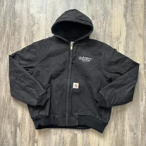 Vintage Carhartt J04 BLK Black Hooded Quilt Lined Canvas Jacket Size XL - Bild 1 von 7