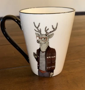 Tazza da caffè firmata Housewares Hipster Buck Deer Animal 16,5 oz gres - Foto 1 di 5