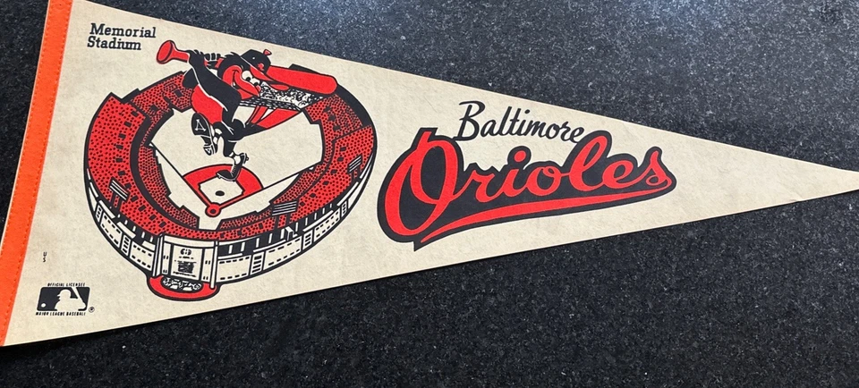 MLB Baltimore Orioles Vintage 1970's Memorial Stadium Team Logo Baseball Pennant - Image 1 of 4