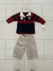 NWTBundle Tommy Hilfiger Long Sleeve Polo With Ralph Lauren Polo Pants Size 12m - Picture 1 of 10