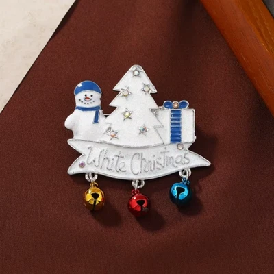 Broche de Natal boneco de neve luxo - Strass brilhante Natal inverno feriado presente - Imagem 1 de 4