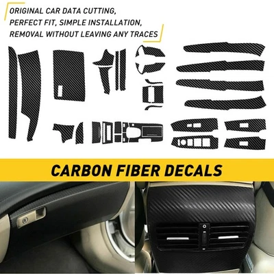 Carbon Fiber Car Interior Dash Decor Cover Trim Kits Fit For Honda Accord Black - Image 1 of 4