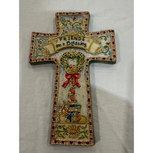 Shelly Rasche Friends are a Blessing 2005 cruz decorativa arte de pared religioso - Imagen 1 de 7