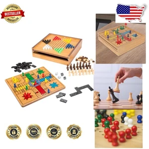 Engaging 7-in-1 Game Set for Family Game Nights - Chess, Dominoes & More - Picture 1 of 10