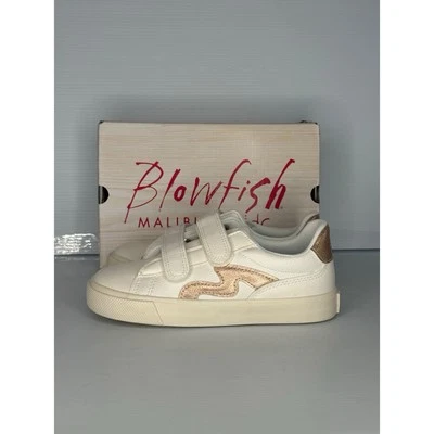Blowfish Malibu Zapatos Niñas 10 Blanco Vice Tenis Correas de Cuero Escuela NUEVO $50 Foto 1 de 4