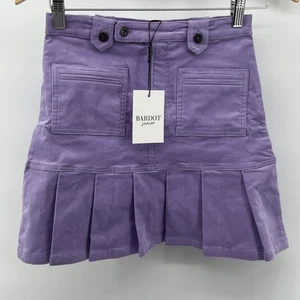 Bardot Junior Karla Cord Pleated Skirt Lilac Short Mini Skirt  Size 12 - Picture 1 of 19