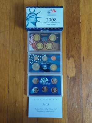 2008 United States Mint Proof Coin Set US Presidential $1 & 50 State Quarters - Image 1 of 4