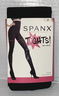 Meia-calça Spanx cintura alta preta estilo opaco 167 modelagem o dia todo tamanho F - Imagem 1 de 4