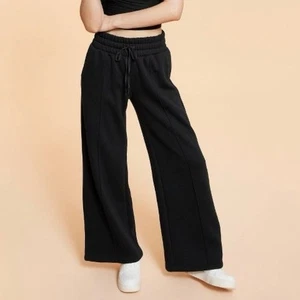 Pantaloni da viaggio Blogilates pantaloni felpati vita alta gamba larga jet nero taglia XL nuovi con etichette - Foto 1 di 12