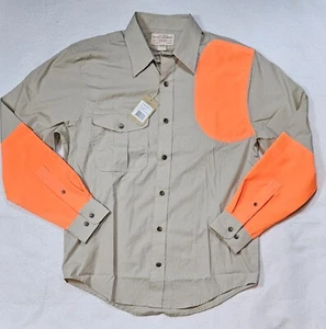 Filson Men's Size Small Left Hand Shooting Shirt Desert Tan Blaze Orange New NWT - Picture 1 of 6