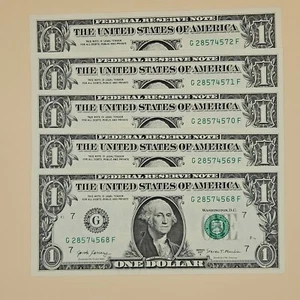 5 ($1) Dollar Bills Uncirculated Sequential (EACH SLEEVED) - Series 2017A (B195) - Picture 1 of 3