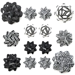 Paper Christmas Gift Bow Assortment - Black and White Design for Christmas Ho... - Picture 1 of 9