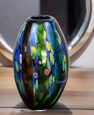 Glasvase Vase Blumenvase Tischvase 25 cm Glaskunst Murano Stil Deko Blumen Edel - Bild 1 von 3