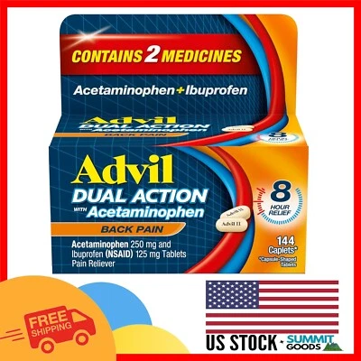 Dual Action Back Pain Caplets - 144 Count, 125mg Ibuprofen & 250mg Acetaminophen - Image 1 of 4