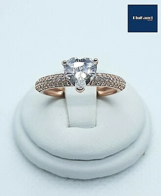 Anello Donna in Argento 925 Cuore bianco 8mm con zirconi bianchi Ramato - Immagine 1 di 4