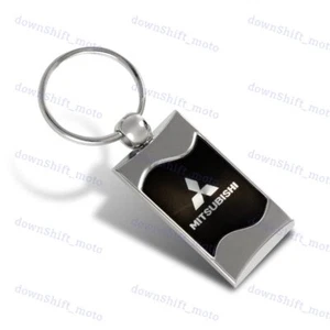 Mitsubishi Black Rectangular Authentic Chrome Key Fob Key ring Keychain Lanyard - Bild 1 von 4