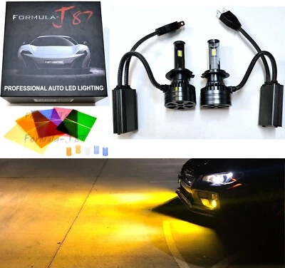 LED Kit F15 140W H7 3000K Yellow Two Bulbs Head Light High Beam Replacement Lamp - Image 1 of 4