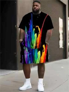 Men's Summer Outfit 2-Piece Set Short Sleeve Shirt & Shorts Set 2XL. COOL NEW - Picture 1 of 8