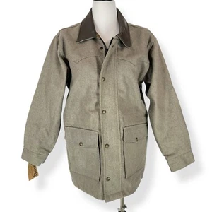 Schaefer Outfitter Wool Blend Leather Coat Sz LARGE Brown Cattle Barn Coat NEW - Picture 1 of 17