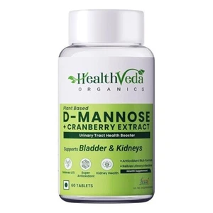 HEALTHVEDA D-Mannose 500 mg + Cranberry Extract 200 mg | 60 Veg Tablets - Picture 1 of 6