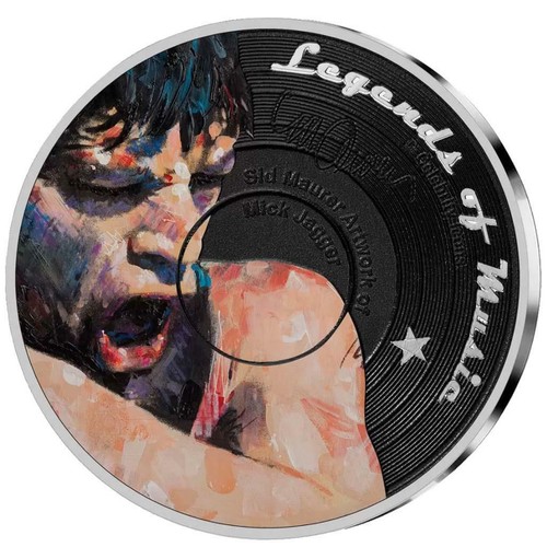 Moneta d'Argento Mick Jagger leggende della musica 2019 Isole Salomone 1 oz PP a colori