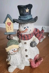 Rustic Snowman Figurine Christmas Decor 11" Midwestern Home Americana Country - Picture 1 of 9